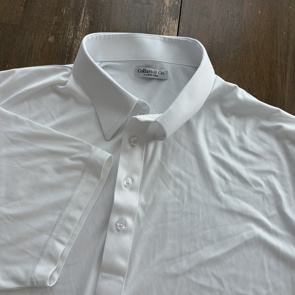 Collars and Co. Dress Collar Polo Shirt Mens XLT Tall Solid White Work Office